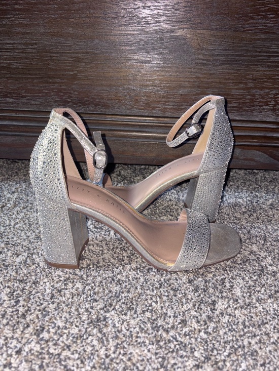 Kelly & Katie Shoes - Kelly & Katie Silver Rhinestone Block Heel Sandals